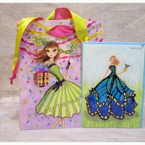 Papyrus HAPPY BIRTHDAY GREETING CARD - GIFT BAG SET- NEW -original,  GORGEOUS!